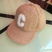 1 st unisex enfärgad bokstav C broderad fleece varm basebollkeps, streetwear mode sherpa höst/vinter fuzzy snapback-keps, par utomhussporter böjd brätte pappahatt - Flerfärgad - Visa 8