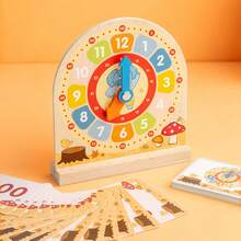 Drewniany model zegara, pomoc dydaktyczna do nauki czasu bez prądu z kartami, zabawka edukacyjna rozwijająca matematykę, zdolności poznawcze i świadomość czasu | Idealny do szkoły, domu, szkoły i na prezent świąteczny. Idealny prezent urodzinowy dla chłopców i dziewcząt. - Wielokolorowe - Zobacz 7