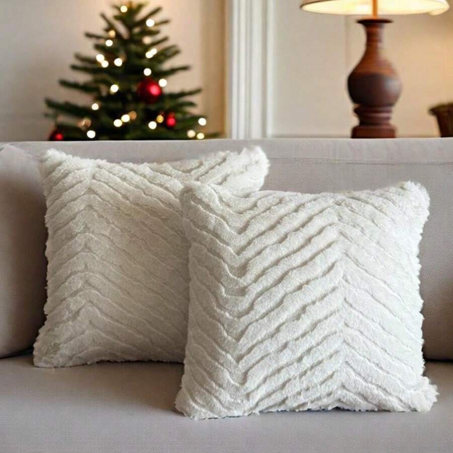 1pc Solid Color Houndstooth Decorative Pillow Cover, Luxury Style Pillow Sham Suitable For Bedroom, Sofa, Living Room, Great Gift - White - View 1