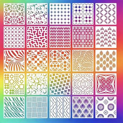 25个几何形状模板，可重复使用的印刷模板，适用于绘画、漂白T恤、烘焙、DIY手工、墙面装饰