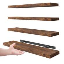 Tomnk 2pcs Floating Shelves For Wall, 22in,  Wall-Mounted, MDF Wood Room Decor, Rustic Wood Shelves For Bathroom, Living Room, Bedroom And Kitchen, Wall Shelves For Storage,Books,Room Decor - 彩色 - 查看 24