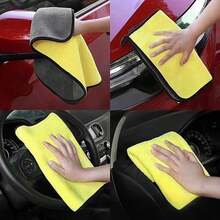 1 PC Premium Microfiber Towels Coral Velvet Washing And Detailing Towels For Car Detailing Household Cleaning Ultra-Soft Super Absorbent, Lint Streak-Free 11.8"X23.6" Cleaning Cloth (Yellow/Grey) - Grey - View 3