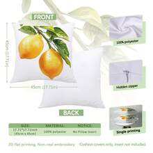 4pcs Watercolor Lemon "Home Sweet Home & Love Lives Here" Inspirational Quote Print Throw Pillow Covers [No Pillow Insert], 17.7*17.7in(45*45cm)/19.69*19.69in(50*50cm)/15.75*15.75in(40*40cm), [Single-Sided Print] Minimalist Modern Polyester Cushion Covers For Sofa, Bed, Living Room, Bedroom, Car, Office, Hotel Decor, Perfect Gift For Family And Friends, All Seasons - Multicolor - View 3