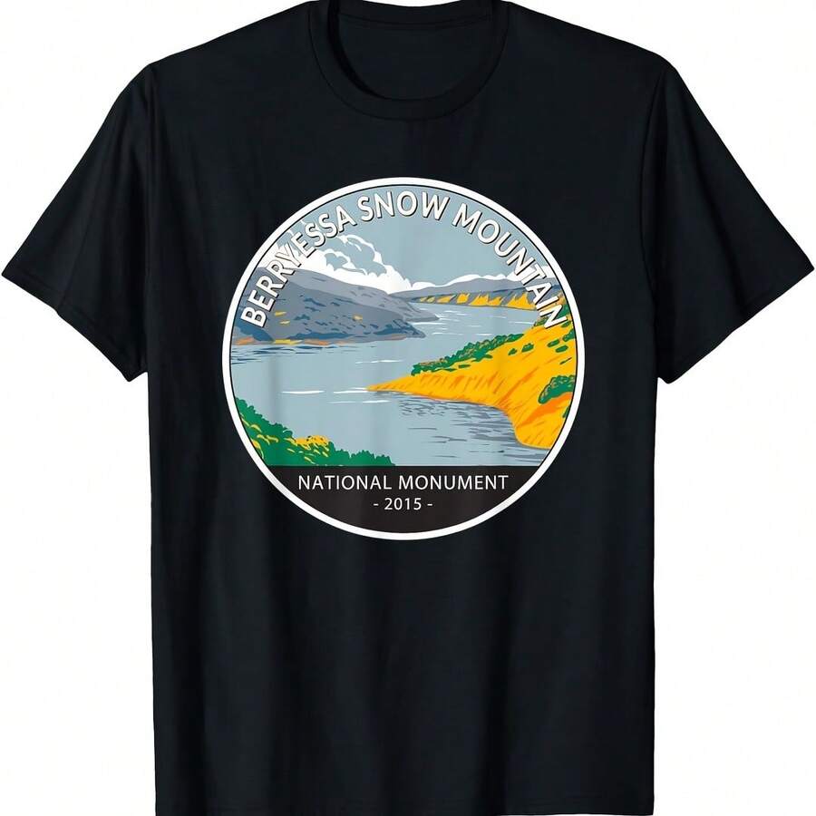 Berryessa Snow Mountain National Monut California Circle T-Shirt - 粉色 - 查看 1