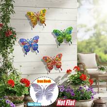 4 PEÇAS Decoração de Parede em Metal Vibrante de Borboleta, Escultura de Parede de Arte em Ferro Resistente à Ferrugem de 23,1 cm, Ornamento Decorativo Suspenso para Jardim, Pátio, Quintal, Varanda, Cerca - Presente Perfeito para Família, Amigos, Inauguração de Casa e Dia das Mães - Estilo A - Visão 7