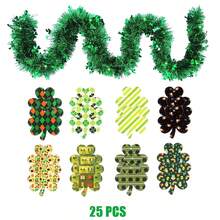 一套圣帕特里克节爱尔兰节日悬挂装饰，包括圣帕特里克节绿色三叶草花环、木质装饰和三叶草饰品，适合春季派对，寓意吉祥，可用于圣帕特里克节室内外家居派对装饰，亦可作为节日礼物。 - 彩色 - 查看 13