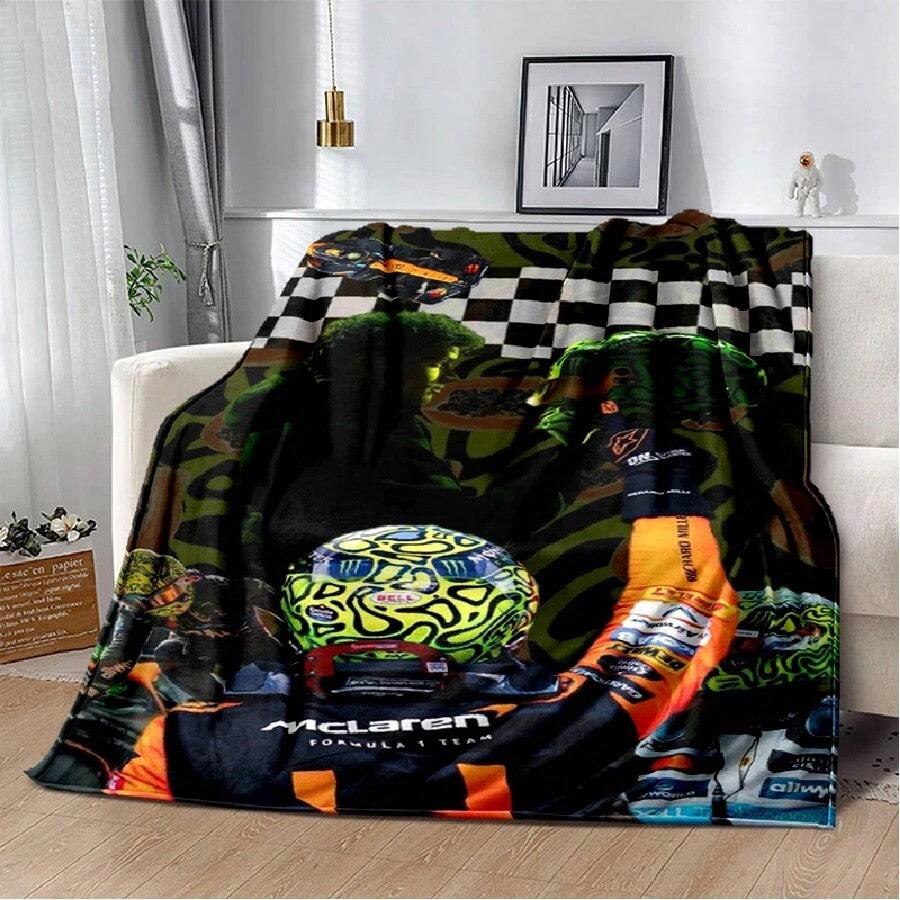 3D Landos Norris F1 Racer Soft Plush Blanket,Flannel Blanket Throw Blanket For Living Room Bedroom Bed Sofa Picnic Cover Gift(13).Jpg - trắng - Xem 1