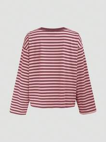 QUNGIGU Women's Long Sleeve Casual Round Neck Basic Blouse, Loose & Comfortable, Autumn - Dusty Pink - View 4