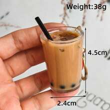 Hong Kong Style Lemon Tea Keychain, Resin Bubble Tea Cup Pendant, Cute Mini Food Toy, Hong Kong Cafe Vibe, Creative Small Gift For Couples & Friends - Multicolor - View 6