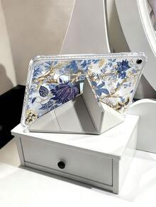 蓝色花卉图案基础款平板电脑保护套，适用于11英寸平板电脑，兼容iPad Air M3 2025/M2 2024、Air第五代2022、(A16) 11英寸第十一代2025、Galaxy Tab、Kindle Paperwhite第十二代2024。透明背壳，时尚图案，支持自动休眠/唤醒功能，气垫保护，适合作为礼物和办公用品，也是春季生日礼物的理想之选。 - 彩色 - 查看 6