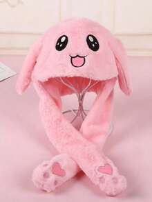 1pc Cartoon Rabbit Ear Hat With Movable Ears, Suitable For Birthday Party, Christmas, Easter Costumes - Pink - View 6