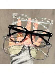 1pc Unisex Glasses - Contemporary Campus Style, Transparent Black Frame With Face-Contouring Design For Men & Women  Casual    None - Trong sáng - Xem 7