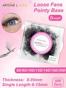 ARTSTAR 500pcs Bulk Handmade 6-20D D Curl Soft & Fluffy Mink Eyelash Extension Set - D - View 1