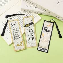 Marcapáginas creativo con diseño de Cuarto Ala - Marcapáginas de la historia del Caballero Dragón, suministros de lectura de acrílico con exquisitos borlas de seda, serie de marcapáginas de dragón gótico, el regalo de cumpleaños perfecto para amantes de los libros. - Rectángulo - Ver 3