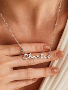 1pc Customizable Simple And Fashionable Name Necklace, Stainless Steel Jewelry, Gold Necklace And Silver Necklace, Elegant Name Necklace, Name Necklace, Customized Necklace, Charm Necklace, Women's Jewelry, Men's/Women's Necklace, Year-Round Gift For Friends And Family, Personalized Gift, Women's Exquisite Necklace, Customizable Name Necklace, Birthday Gift, Anniversary Gift, Christmas Gift, Etc. - Multicolor 4 - View 9