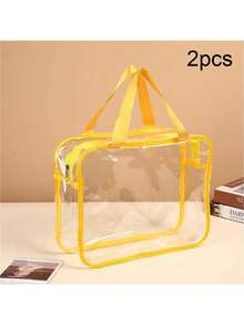 Bộ 2 túi đựng đồ chơi trẻ em trong suốt có khóa kéo và nhãn dán, được làm từ nhựa PVC trong suốt, có thể tái sử dụng, thích hợp để đựng trò chơi cờ bàn, khối xếp hình, ghép hình và đồ chơi, lý tưởng để cất giữ đồ dùng trong phòng trẻ. - Nhiều màu - Xem 18