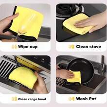 1 PC Premium Microfiber Towels Coral Velvet Washing And Detailing Towels For Car Detailing Household Cleaning Ultra-Soft Super Absorbent, Lint Streak-Free 11.8"X23.6" Cleaning Cloth (Yellow/Grey) - Grey - View 6