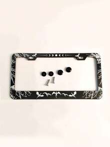 1pc Black & White Aluminum Alloy Car License Plate Frame, Fashionable & Aesthetic 3D License Plate Holder - A - View 10