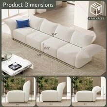 Sectional Couch For Living Room, 122 Inch Modular Sectional Sofa With 4 Seats, Adjustable Arm And Backrest, Modern Comfy Couch - 白色 - 查看 3