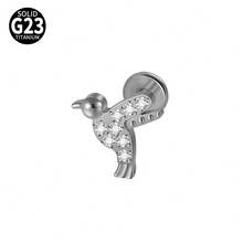 1PC G23 Titanium Cat/Dog/Rabbit Lip Studs Internal Thread Cz Flower Ear Helix Tragus Cartilage Helix Earrings Body Piercing Jewelry - As Shown - View 18