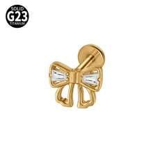 1PC G23 Titanium Cat/Dog/Rabbit Lip Studs Internal Thread Cz Flower Ear Helix Tragus Cartilage Helix Earrings Body Piercing Jewelry - As Shown - View 14