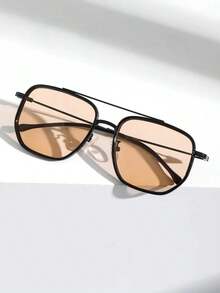 1pc Women's Mirrored Frame Boho Style Fashion Outdoor Protective Travel Daily Accessory - 1 khung đen, phim xám - Xem 2