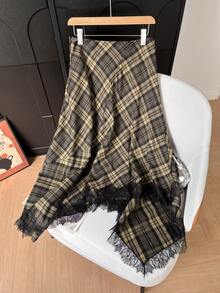 GMFP 女士夏季休闲优雅时尚宽松限量版多色格子蕾丝半身裙，适合音乐节/婚礼季春季穿着 - 彩色 - 查看 3