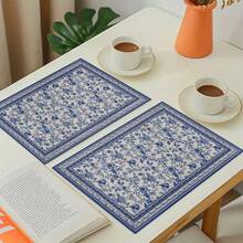1/4/6 Pcs Chinese Blue And White Porcelain Style Placemats, Linen Dining Table Mats With Traditional Lantern Pattern, Washable Printed Tablemats, Surface Protection Pads, Ideal Decor For Holiday Kitchen And Family Gatherings - Multicolor - View 5