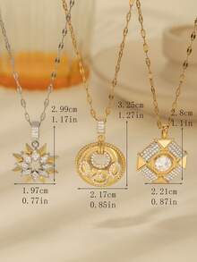 Mặt dây chuyền hình biểu tượng Totem - Trang sức đính đá hình ngôi sao/tròn/bát giác, tô điểm thêm vẻ rực rỡ cho trang phục thường ngày/thường nhật độc đáo. - Vàng - Xem 2