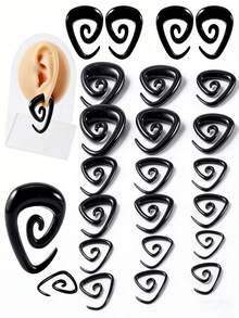 Acrylic Black Ear Spiral Expander Ear Plugs Triangle Spiral Ear Piercing Stretcher Body Jewelry 1.6mm-10mm - Black - View 1
