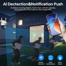 1 Camera an ninh ngoài trời WiFi hai ống kính 4MP, độ phân giải 1080P, không dây với tầm nhìn ban đêm có màu, phát hiện chuyển động thông minh, âm thanh hai chiều, WiFi 5G, xoay 355°, chống nước, thích hợp cho an ninh gia đình - Nhiều màu - Xem 7