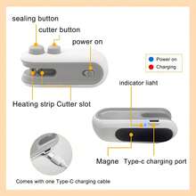 Máy dán kín thực phẩm mini cầm tay, máy bảo quản thực phẩm, kẹp dán túi đựng đồ ăn nhẹ. Làm bằng nhựa ABS, sạc USB - pin lithium 300mAh. Chức năng 2 trong 1: dán kín và mở. Mặt sau có nam châm giúp dễ dàng gắn vào. Thích hợp sử dụng tại nhà, trường học, ký túc xá và nhà bếp. Một vật dụng nhà bếp thiết yếu tiện dụng. - trắng - Xem 11