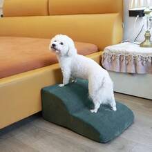 1pc Plush Warm Pet Stair Ramp, Elderly/Small Dog Assistance Ladder, Protect Every Step, Easy Up And Down, Love Lasts Longer. Sofa Bed Dog Steps, Washable Sponge Pet Stairs For Sofa, Bed, Teddy, Small, Elderly Cats And Dogs - Dark Green - View 7