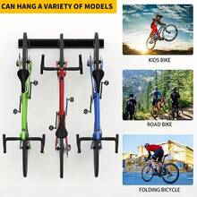 Soporte de Pared para Bicicletas de Alta Resistencia - Almacenamiento para 4 Bicicletas, Organizador de Garaje de Metal Negro con Múltiples Ganchos, Ideal para Bicicletas de Carretera y Montaña - Negro - Ver 3