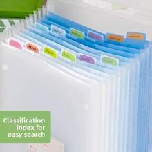 1 chiếc túi đựng hồ sơ xếp ly 13 lớp cỡ lớn, kiểu dáng dọc, chất liệu PP chống thấm nước và chống bẩn, khổ A4, dung tích lớn, thích hợp làm quà tặng mùa tựu trường/tốt nghiệp, dùng cho trường học, nhà và văn phòng. - Mảnh duy nhất - Xem 3