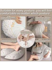 Schwangerschaftskissen - U-förmiges & H-förmiges verstellbares Design, unterstützt Taille, Rücken & Bauch, um Müdigkeit während der Schwangerschaft zu lindern. Postpartale Lenden- & Bauchstützkissen für das Schlafen auf der Seite - Verschiedenfarbig - Übersicht 5
