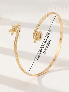 1 pieza Brazalete de concha de estrella de mar para mujer, joya de brazo de verano - Anillo de brazo con estrella de mar y caracola - Ver 3