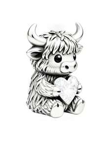 1pc Cute Niche Creative Highland Cow Beaded Pendant, Versatile For DIY Bracelet, Necklace, Small Gift