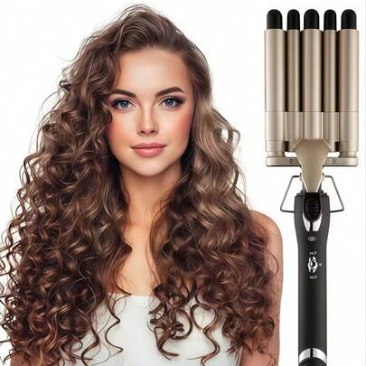 Rizador de pelo de 3 en 1 con doble onda, ondulador de triple barril, herramienta de peinado de onda de calentamiento rápido apta para todo tipo de cabello