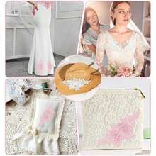 4Pcs Floral Lace Appliques Embellishments Pink White Floral Embroidery Applique 3D Lace Appliques Pearl Beaded Flower Rhinestone Crystal Sew On Patches For Making Clothes Wedding Gowns Costumes Supply - / - 查看 6