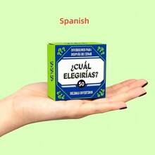 Spanish--After-Dinner Entertainment: Which One Should I Choose? Fun Dilemma Card Game, Home Mini Card Game, Entertaining After-Dinner Game Cards, Holiday Party Game - Blue - View 8