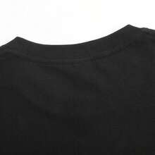 Camiseta de algodón de manga corta con cuello redondo y diseño creativo, adecuada para el uso diario y para hacer deporte, con dibujos humorísticos o letras simples, suave y cómoda. - Negro 32 - Ver 5