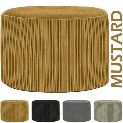 Jumbo Cord Footstool Pouffe, Round Shape Corduroy Bean Bag Ottoman Footrest For Lounge & Bedroom, Durable & Stylish Ergonomic Design
