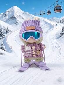 17cm Doll Outfit, Fashionable Ski Suit With Ski Gear, Ski Sweater And Hat, For Labubu, Holiday Costume, Holiday & Birthday Gift (Doll Not Included) - Multicolor - View 4