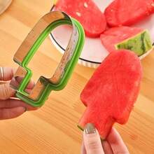 1pc Stainless Steel Watermelon Slicer And Ice Pop Mold - Simple Manual Fruit Slicer With Green Handle, No Electricity Needed, Ideal For Summer Snacks And Parties, Food- Design, Watermelon Slicer And Chopper, Party Snack Prep, Easy To Clean Material - Multicolor - View 1