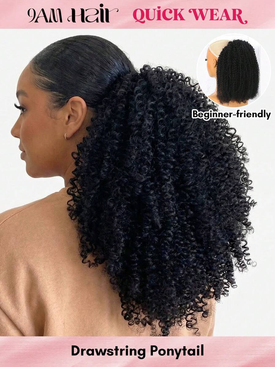 QUICK WEAR 黑色非洲卷曲真人发马尾辫接发 夹式抽绳马尾辫真人发接发 蓬松抽绳杰瑞卷曲马尾辫接发 女士雷米假发 女士马尾辫 上午 9 点发型 运动 假期 旅行 节日 舞会 户外 角色扮演 校园 学校 海滩 婚礼 露营 假日装扮 夏季装扮 度假氛围 魅力 优雅 休闲 千禧年 时尚风格 SS25 关键词 - SNatural - 查看 1