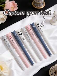1/5/10 Pieces Of Customizable Bear Writing Pens, Heat-Sensitive Erasable Pens, Back-To-School Writing Supplies, Personalized Business Pens, Ballpoint Pens - Multicolor - View 1