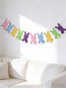 1 vòng hoa trang trí hình thỏ Phục Sinh nhiều màu sắc bằng vải nỉ với đuôi bông xù, có thể tái sử dụng, trang trí nhà cửa bằng vải nỉ, vòng hoa thỏ nhiều màu, thích hợp cho tiệc mùa xuân, trang trí lò sưởi, sinh nhật, treo tường lễ hội mùa xuân. - Nhiều màu - Xem 9