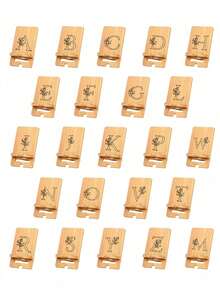 Adjustable Basic Phone Stand A-Z Portable Alphabet Letter Shaped Phone Stand, DIY Carving Crafts Detachable Assembly Phone Holder, Creative One-Piece Foldable Phone Stand With Floral & Letter Line Carving Design, Slouchy Desktop Telescopic Phone Holder, Travel Essential, Desktop Accessory, Home Goods, Storage Supplies, Travel Accessories, Valentine's Day Gift - Multicolor - View 2