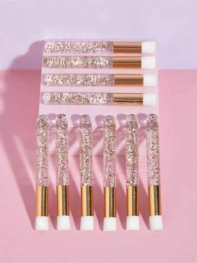 10pcs Eyelash Cleaning Brushes, Shiny Handle Solid Color Cleaning Brushes, Suitable For Eyelashes, Nose And Pore Deep Cleaning, Also Suitable For Facial Cleaning, Peel-Off Blackhead Removal Tool, Skincare, Room Decor, Home Decor